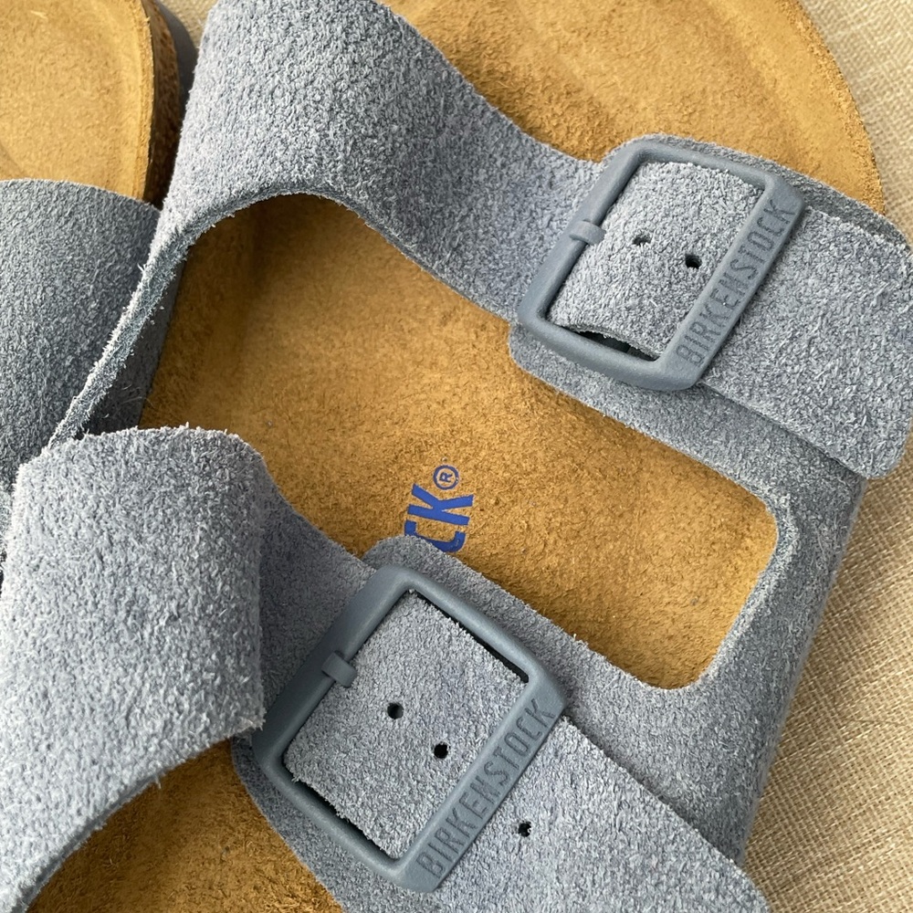 Mens Birkenstock Arizona Soft Footbed Suede Leather Sandal Size 11 - Picture 10 of 11